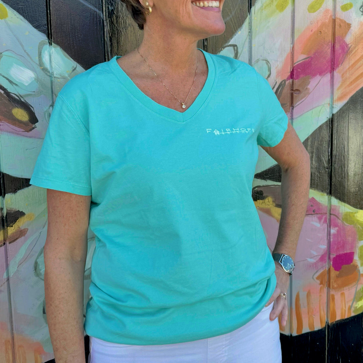 Ladies Short Sleeve V-Neck