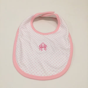 Pink dotted pier bib from the Fairhope Store