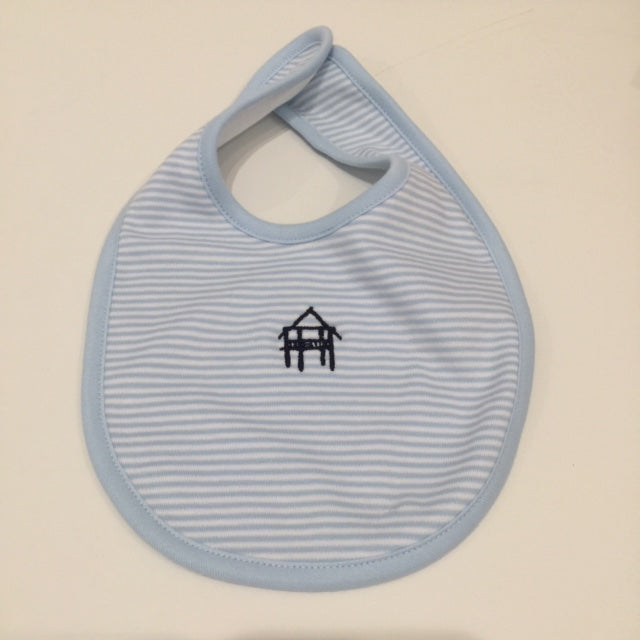 Blue striped pier bib from the Fairhope Store